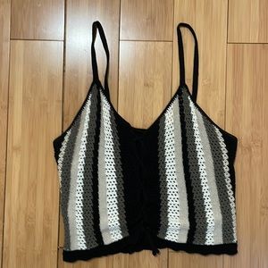 Stripe Crochet Lace front Tank top. Size XL
